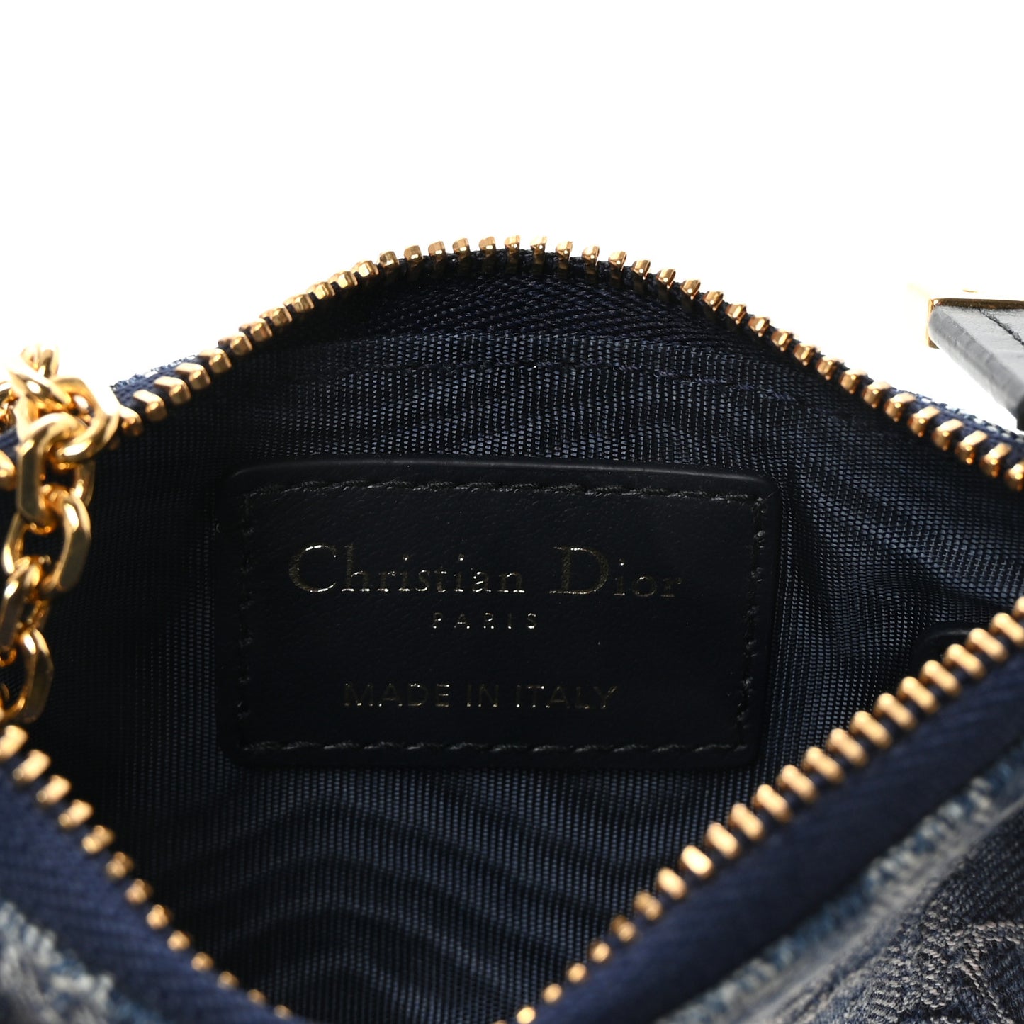 Denim Jacquard Oblique DiorTravel Myrte Zipped Key Case Blue