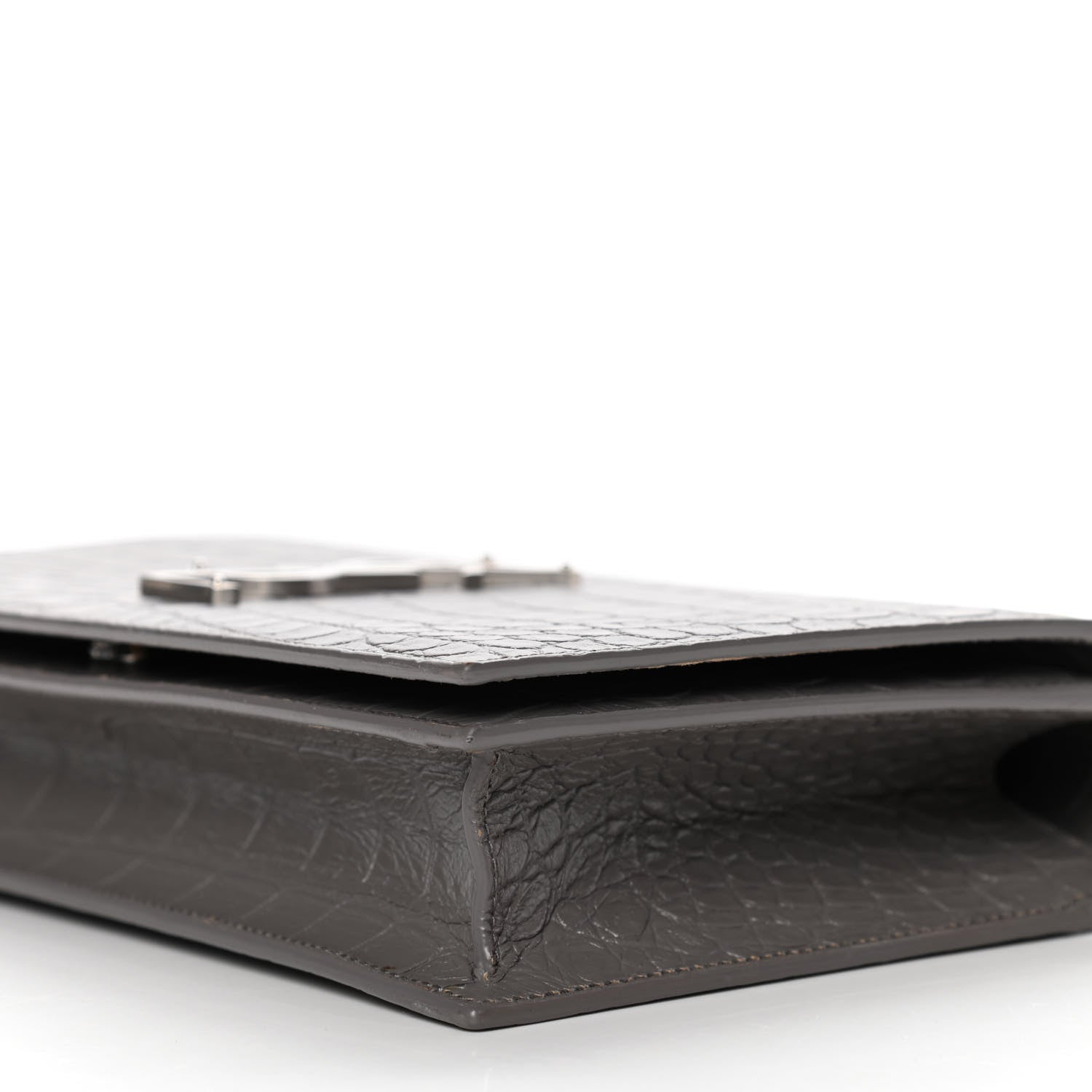 Saint Laurent Crocodile Embossed Classic Kate Monogram Clutch Fog 10 of 12