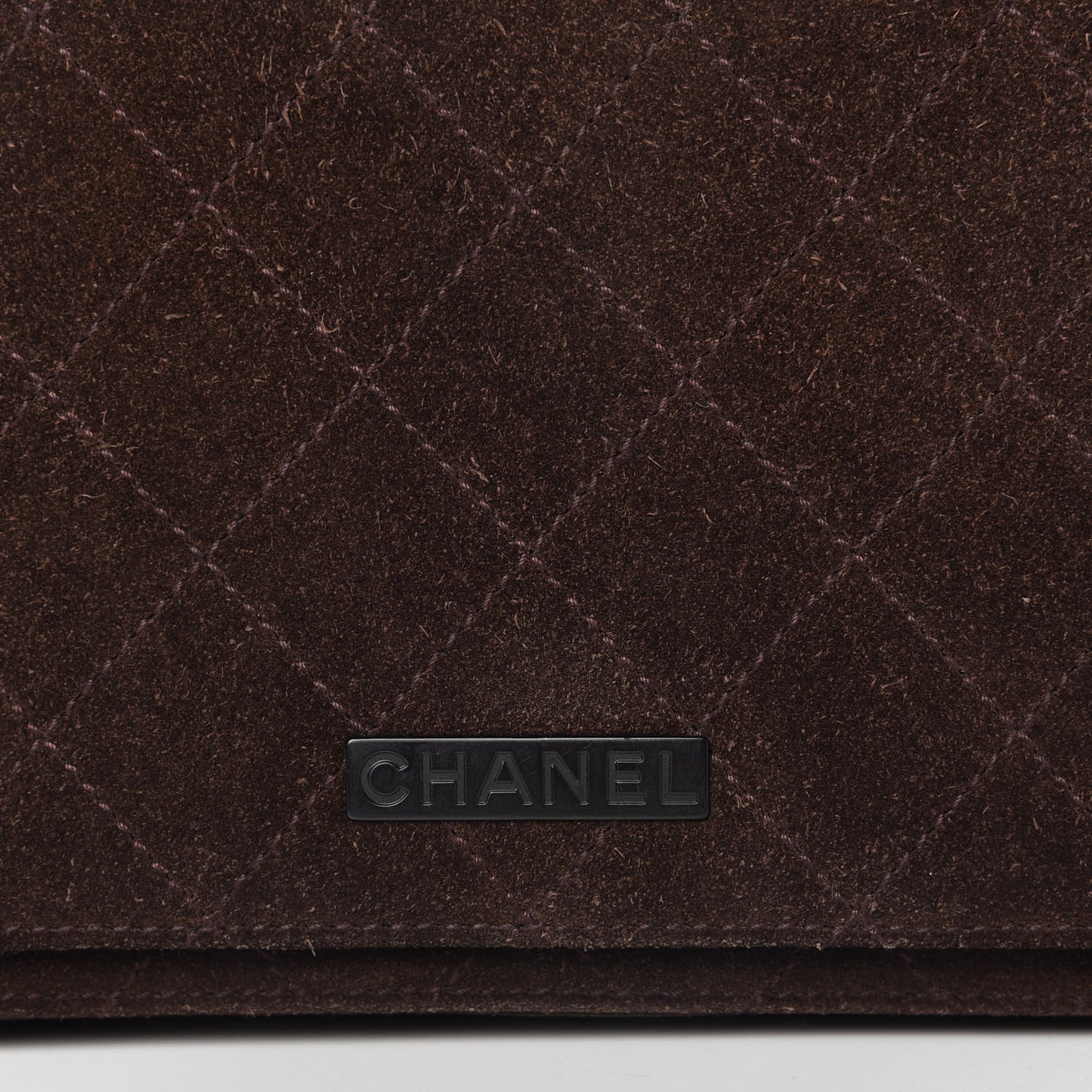 Suede Quilted Flap Bag Brown