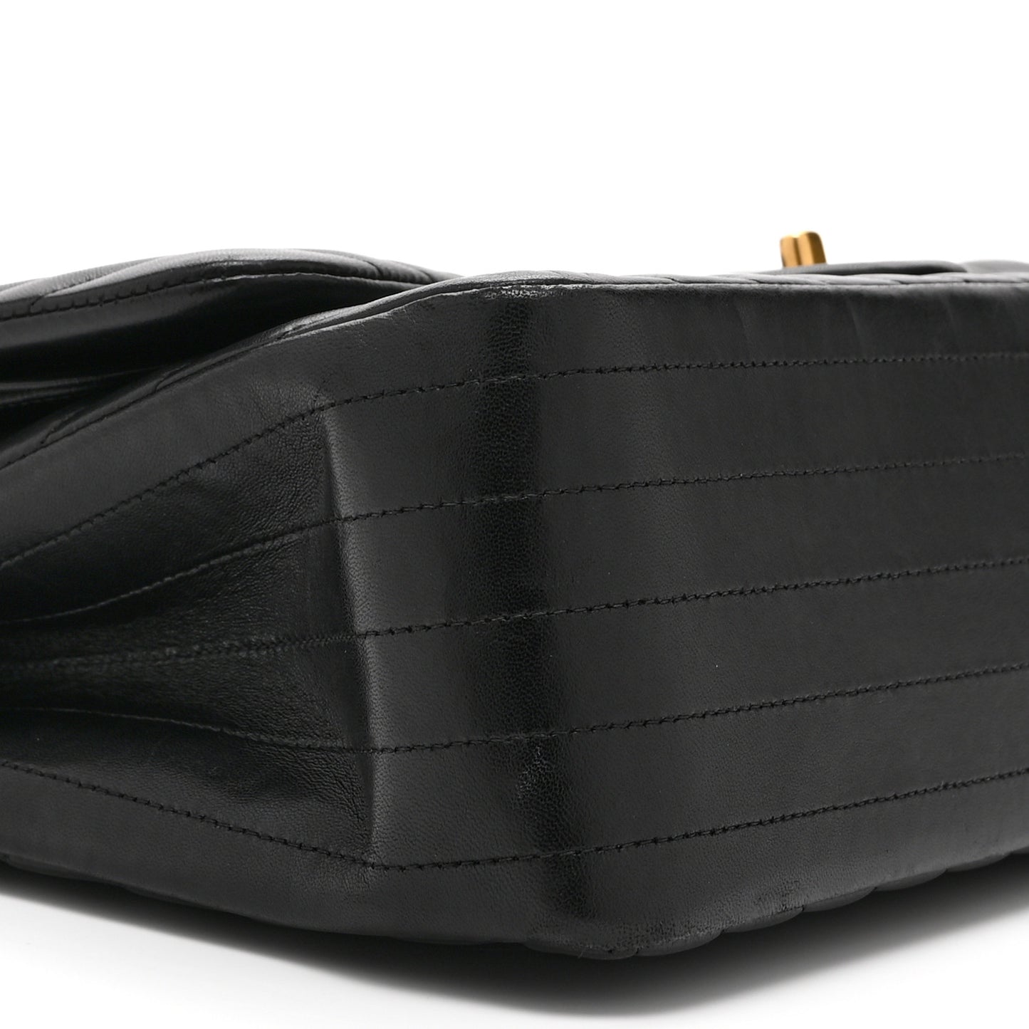 Lambskin Chevron Quilted Jumbo Double Flap Black