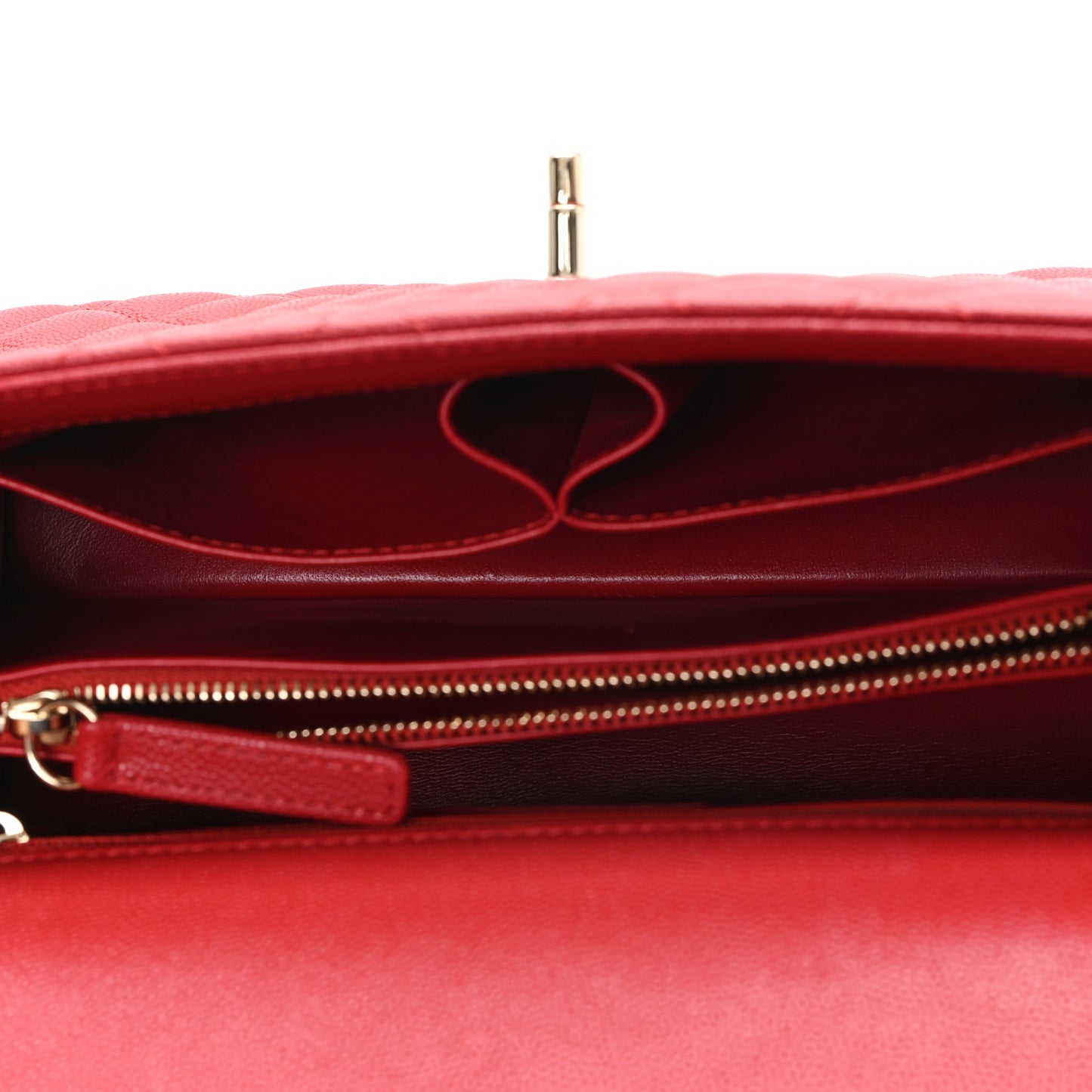 Caviar Quilted Lizard Embossed Small Coco Handle Flap Red