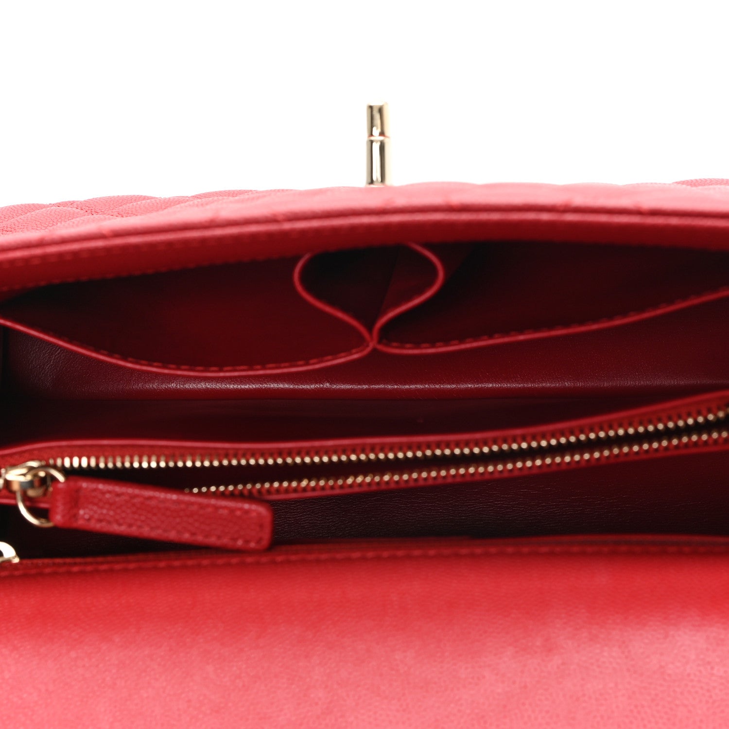 Chanel Caviar Quilted Lizard Embossed Small Coco Handle Flap Red 4 of 10