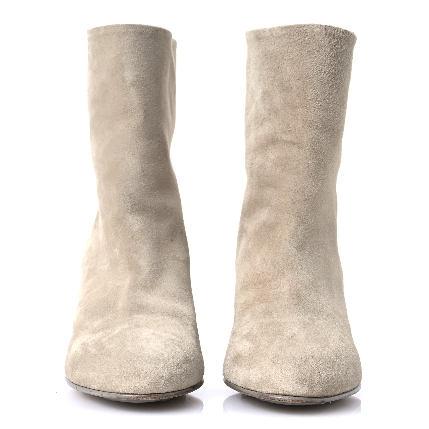 Chanel Suede Calfskin CC Short Boots 37.5 Beige 3 of 8