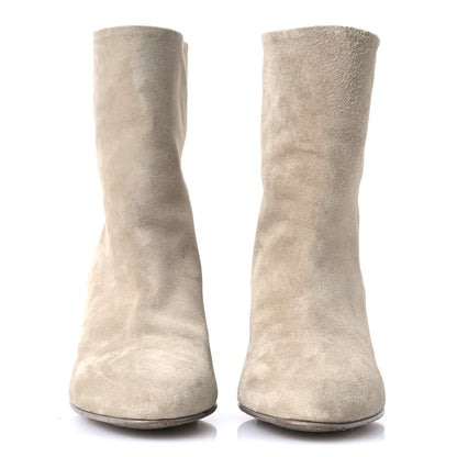 Chanel Suede Calfskin CC Short Boots 37.5 Beige 3 of 8