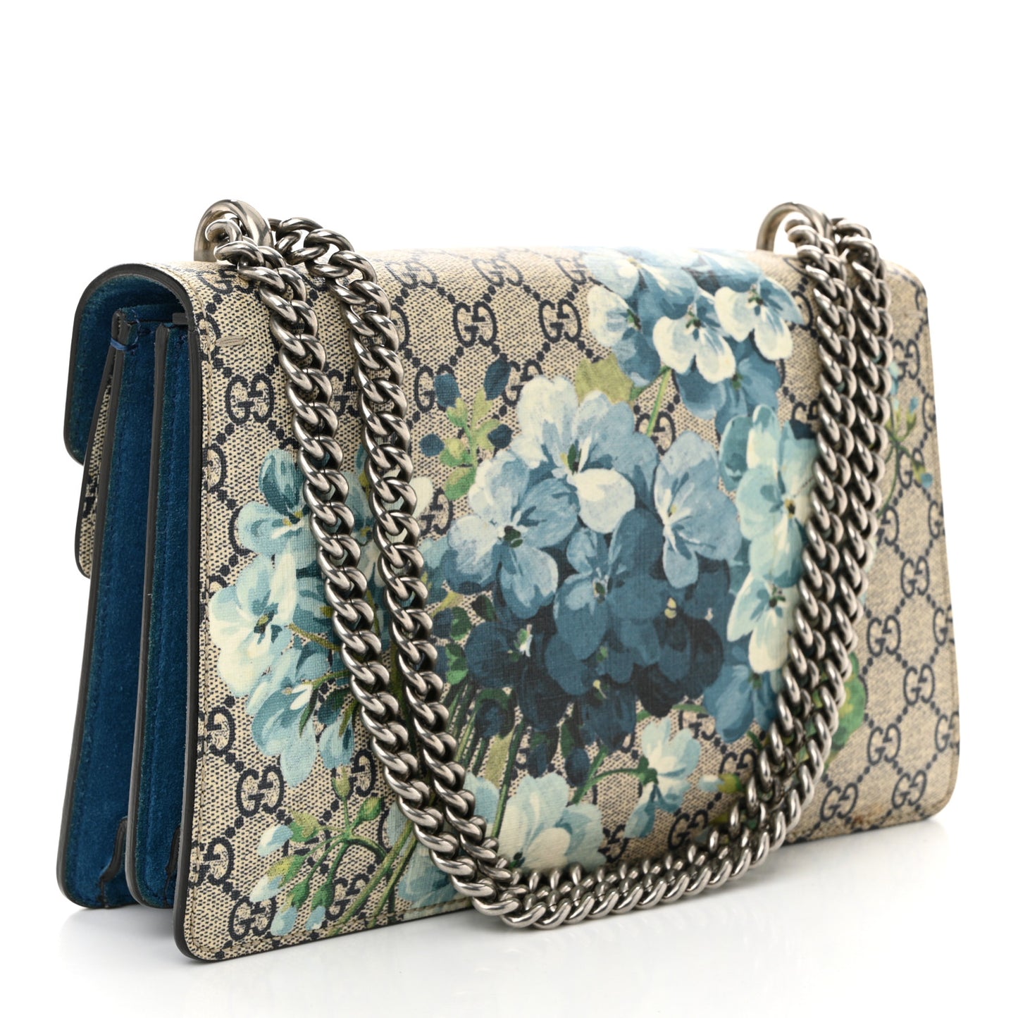 GG Supreme Monogram Blooms Small Dionysus Shoulder Bag Beige Navy Vintage Blue