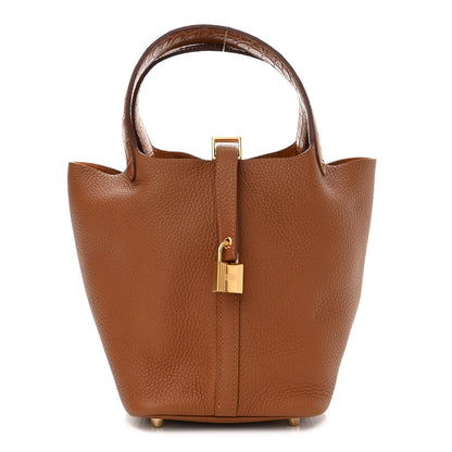 Hermes Taurillon Clemence Matte Alligator Picotin Lock Touch 18 PM Gold 1 of 10