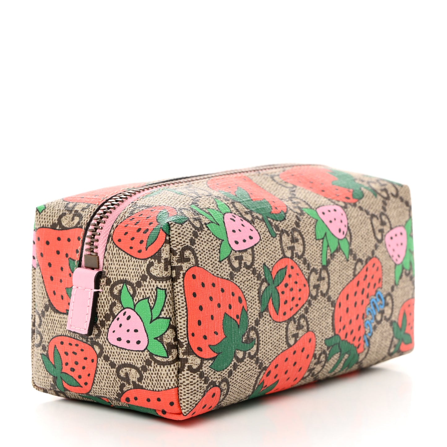 GG Supreme Monogram Strawberry Cosmetic Case