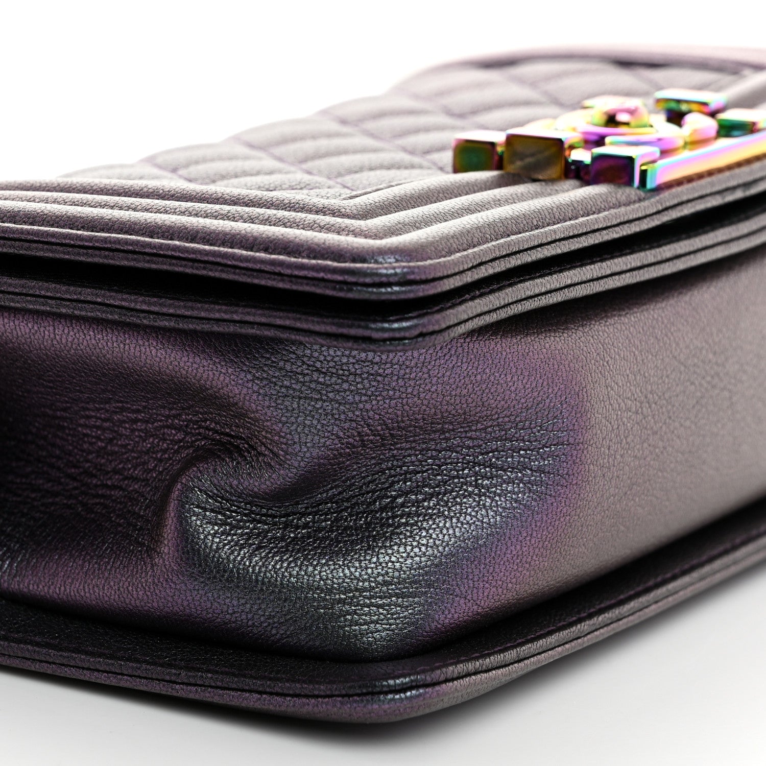 Chanel Iridescent Goatskin Quilted Small Boy Flap Purple 9 of 10