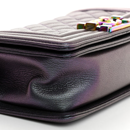 Chanel Iridescent Goatskin Quilted Small Boy Flap Purple 9 of 10
