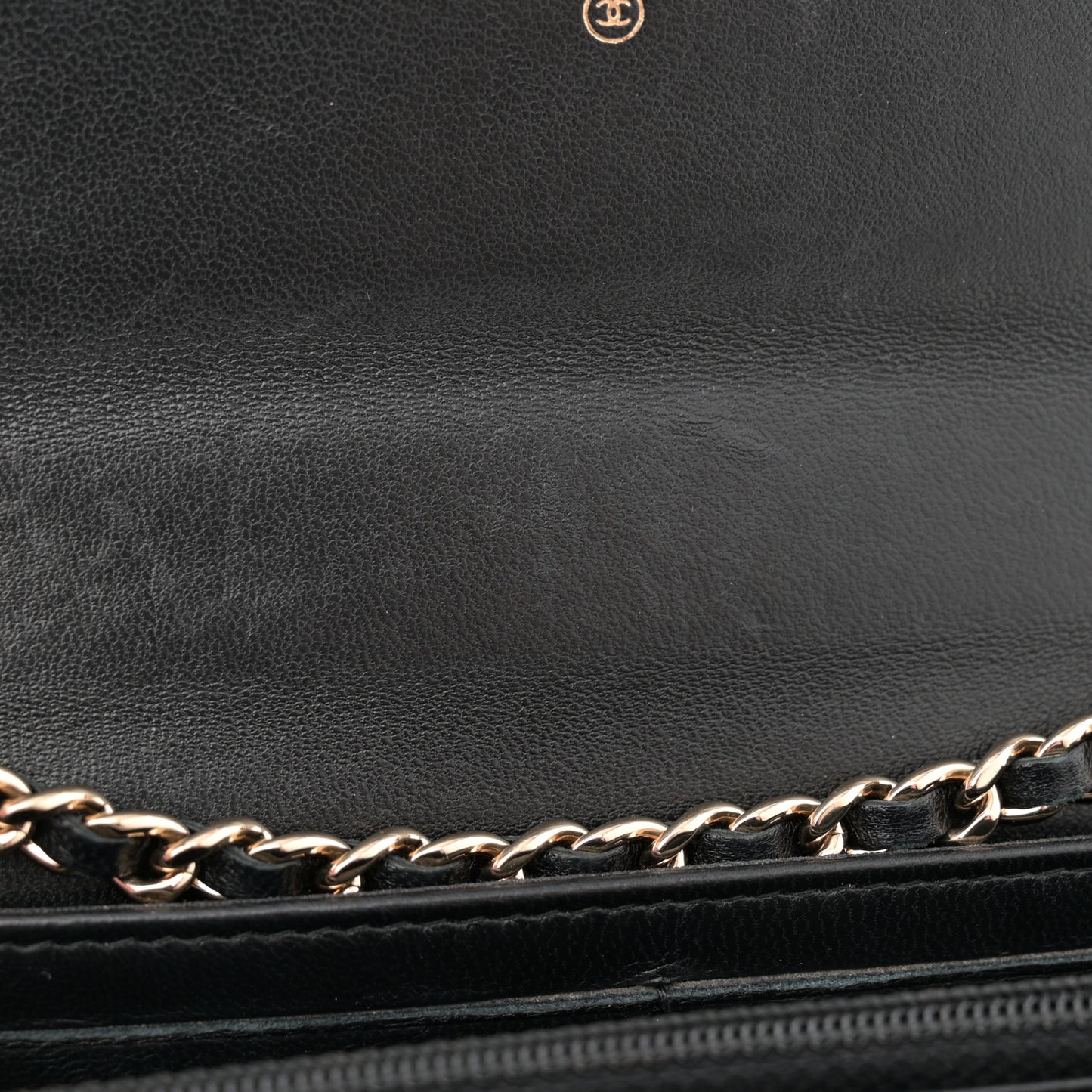 Lambskin Chevron Quilted Trendy CC Wallet On Chain WOC Black