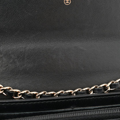 Chanel Lambskin Chevron Quilted Trendy CC Wallet On Chain WOC Black 14 of 14