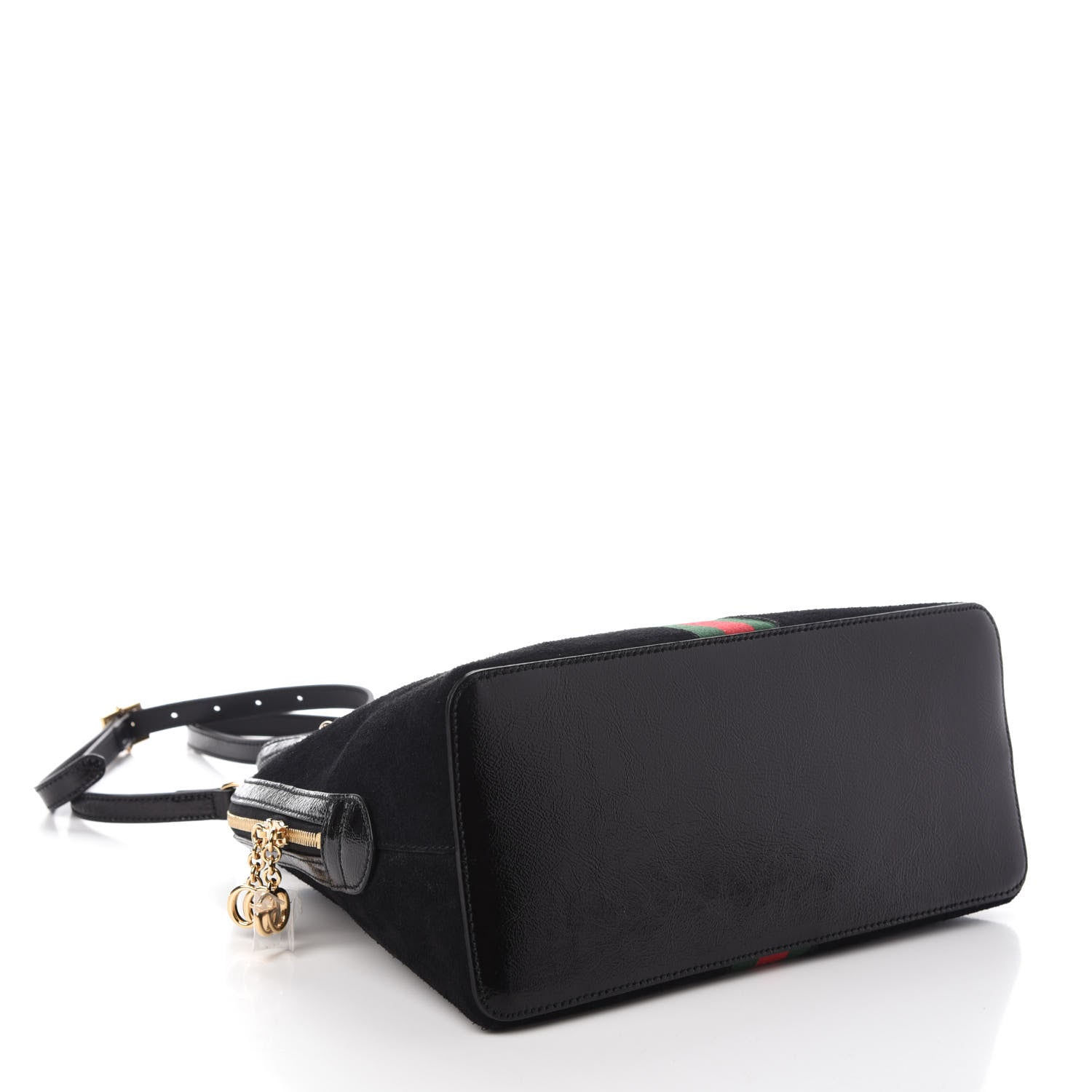 Gucci Suede Patent GG Web Medium Ophidia Top Handle Dome Bag Black 5 of 9