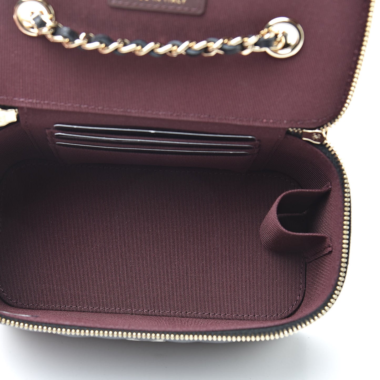 Caviar Quilted Small Vanity Case With Chain Black