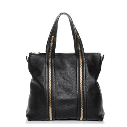 Tom Ford Pebbled Calfskin Medium Amber Zip Tote Black 1 of 6