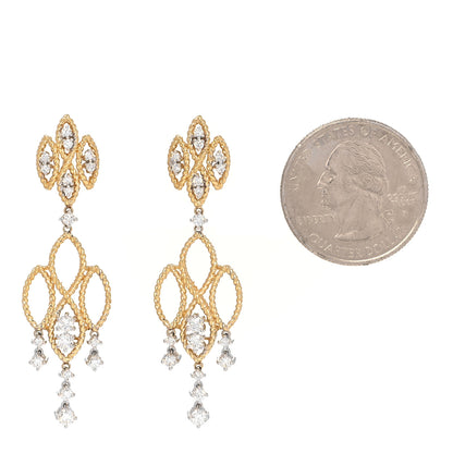 Roberto Coin 18K Yellow White Gold Diamond New Barocco Drop Earrings 2 of 4