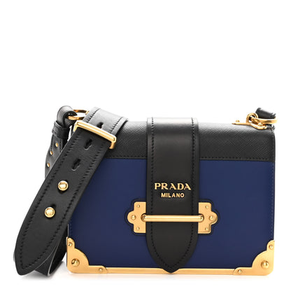 Prada City Calf Saffiano Cahier Bag Bluette Black 1 of 8