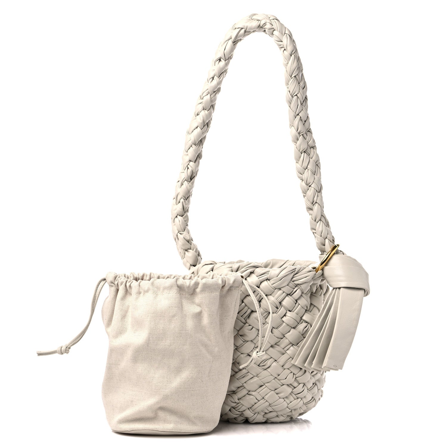 Bottega Veneta Calfskin Intrecciato Small Foulard Kalimero Bucket Bag Bone 1 of 9
