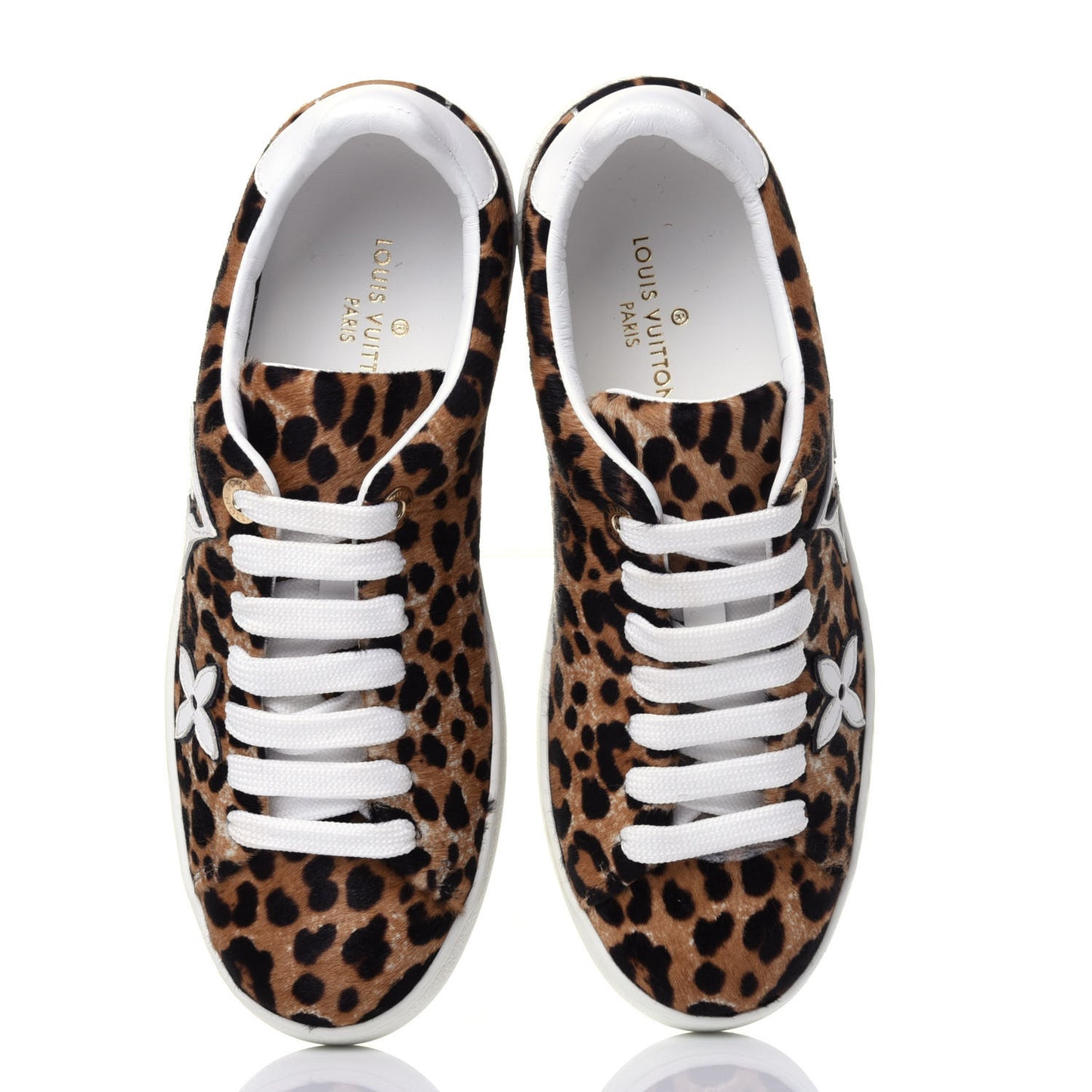 Calfskin Pony Hair Leopard Monogram Frontrow Sneakers 35