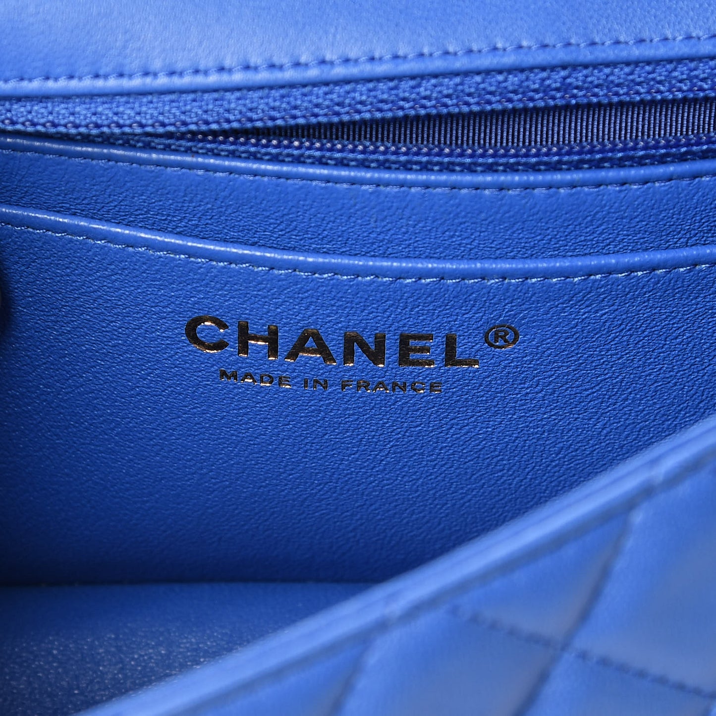 Lambskin Quilted Mini Rectangular Flap Blue