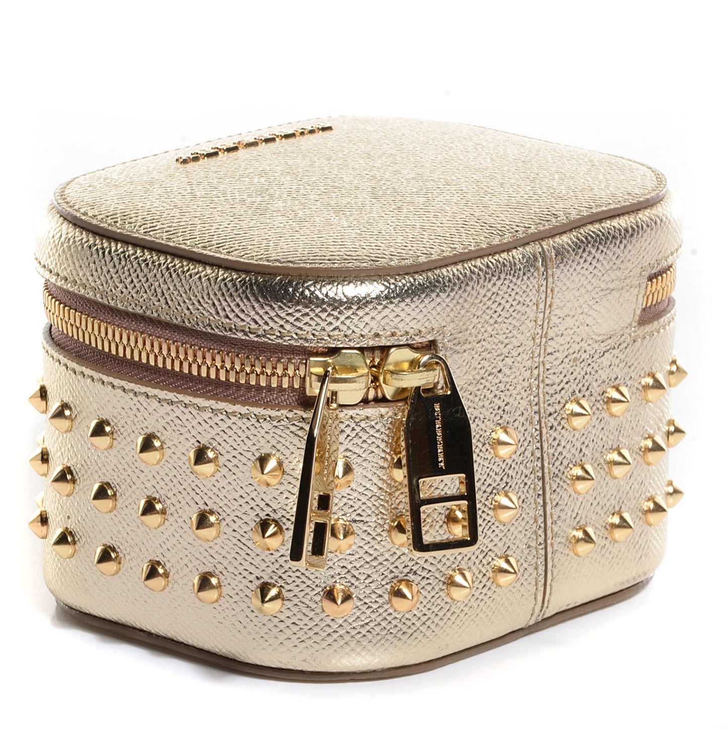 Patent London Studded Cosmetic Case Gold