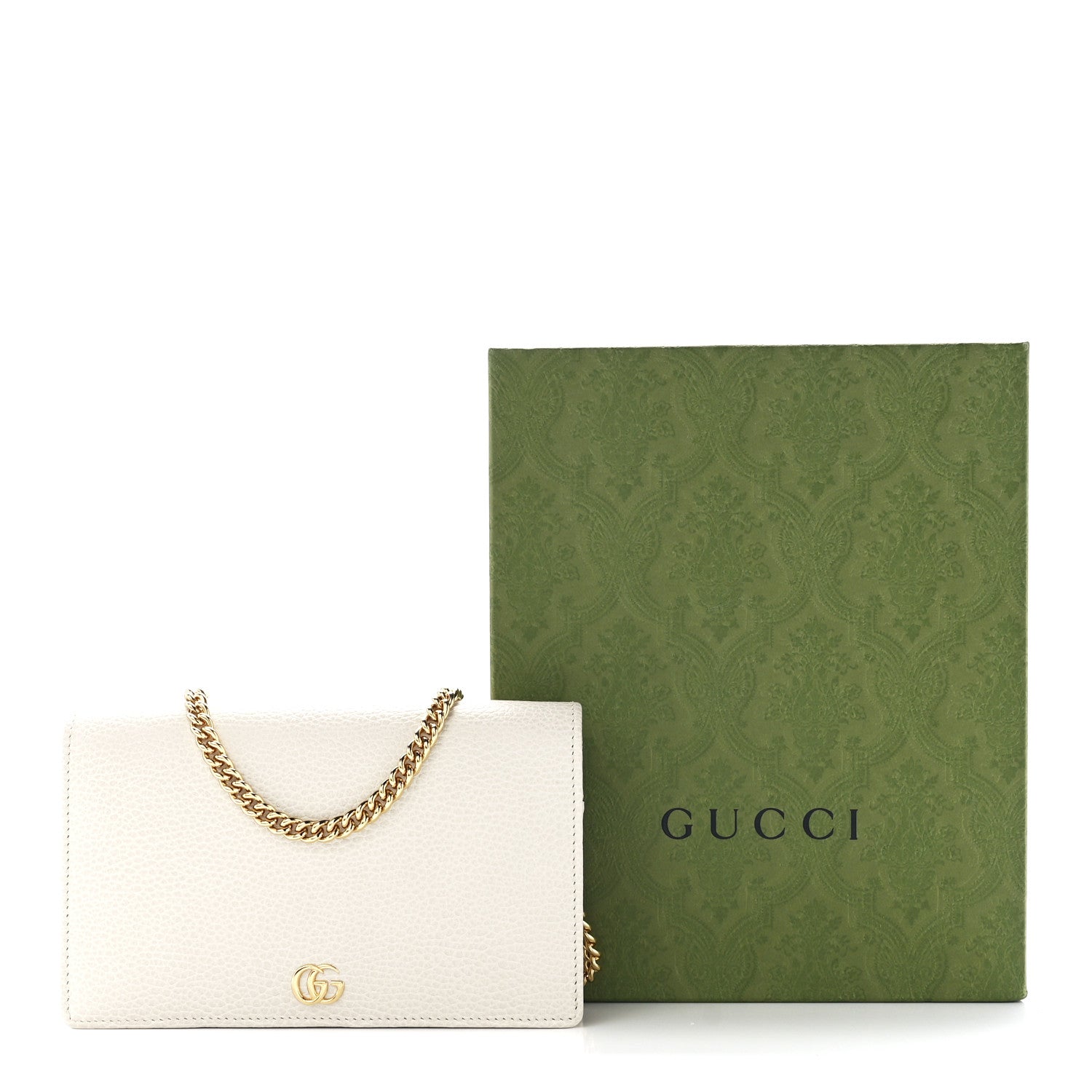 Gucci Dollar Calfskin Mini GG Marmont Chain Wallet Mystic White 12 of 12