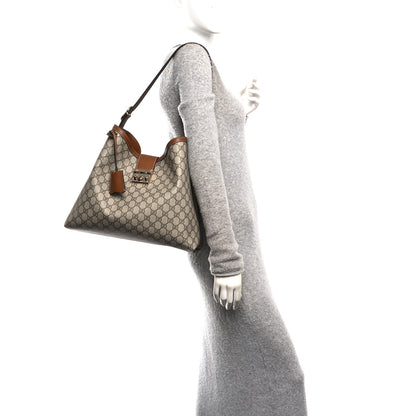 Gucci GG Icon Monogram Padlock Shoulder Bag Beige Dark Brown 2 of 10