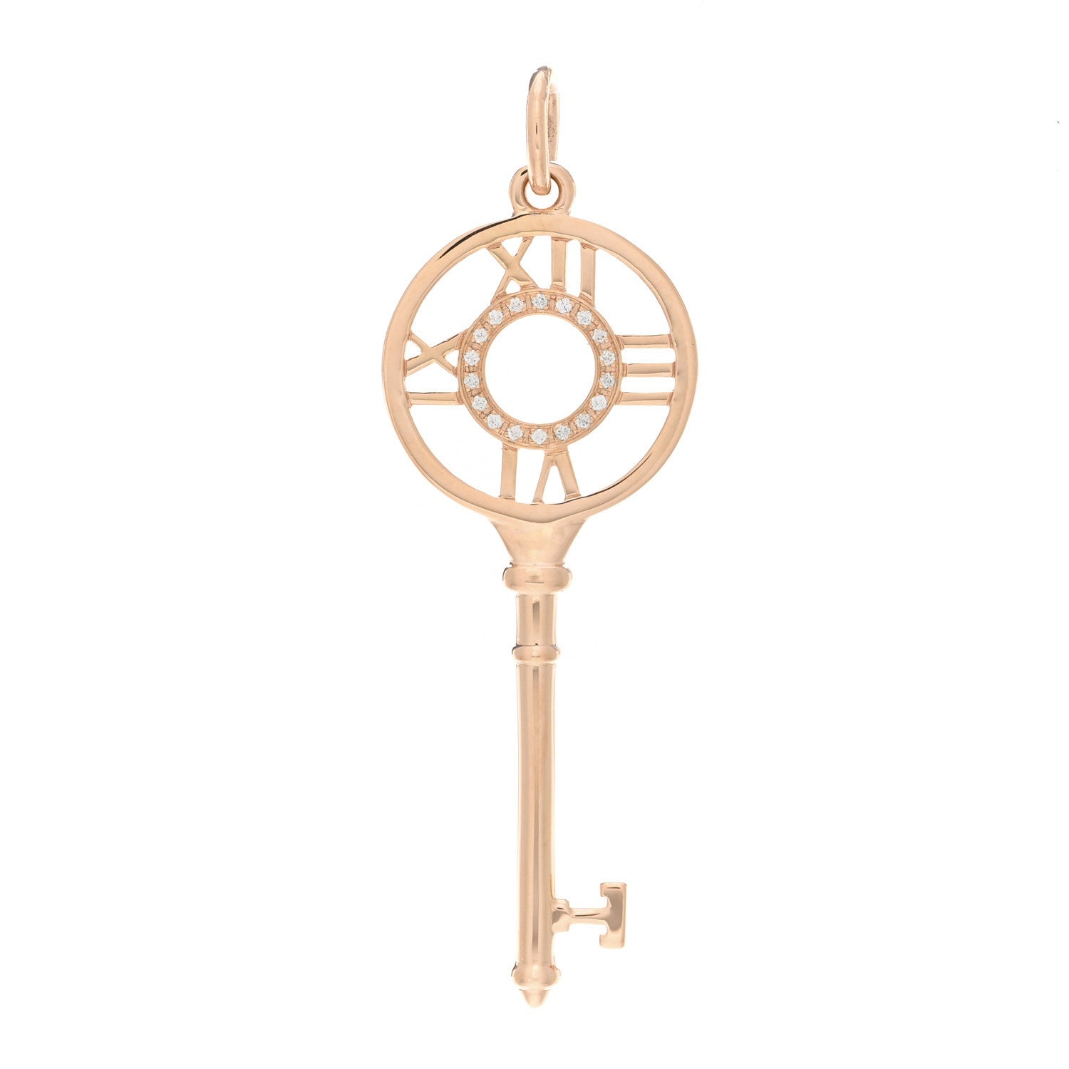 Tiffany 18K Rose Gold Diamond Atlas Key Pendant 1 of 3