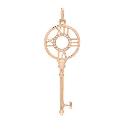 Tiffany 18K Rose Gold Diamond Atlas Key Pendant 1 of 3