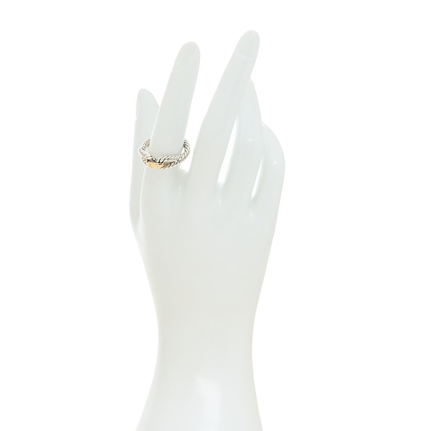 Sterling Silver 18K Yellow Gold Cable Loop Ring 55 7.25