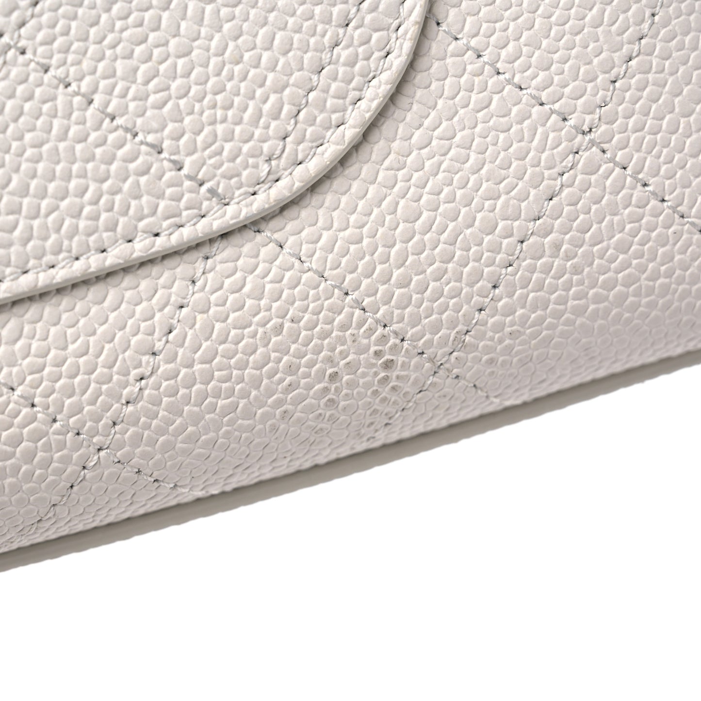 Caviar Diamond Stitched Small Top Handle Flap White