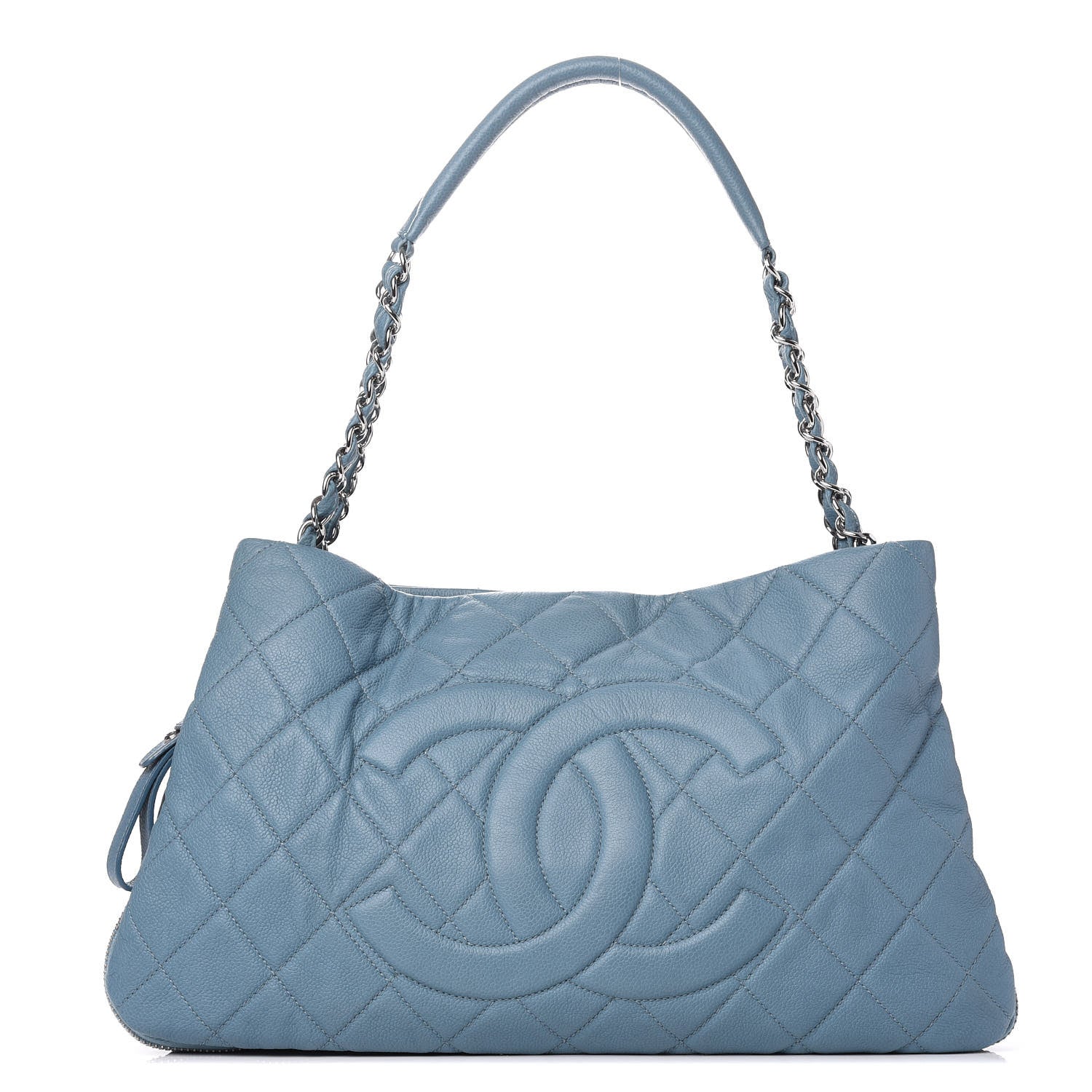 Chanel Caviar Quilted Expandable Zip Shoulder Bag Blue 1 of 12