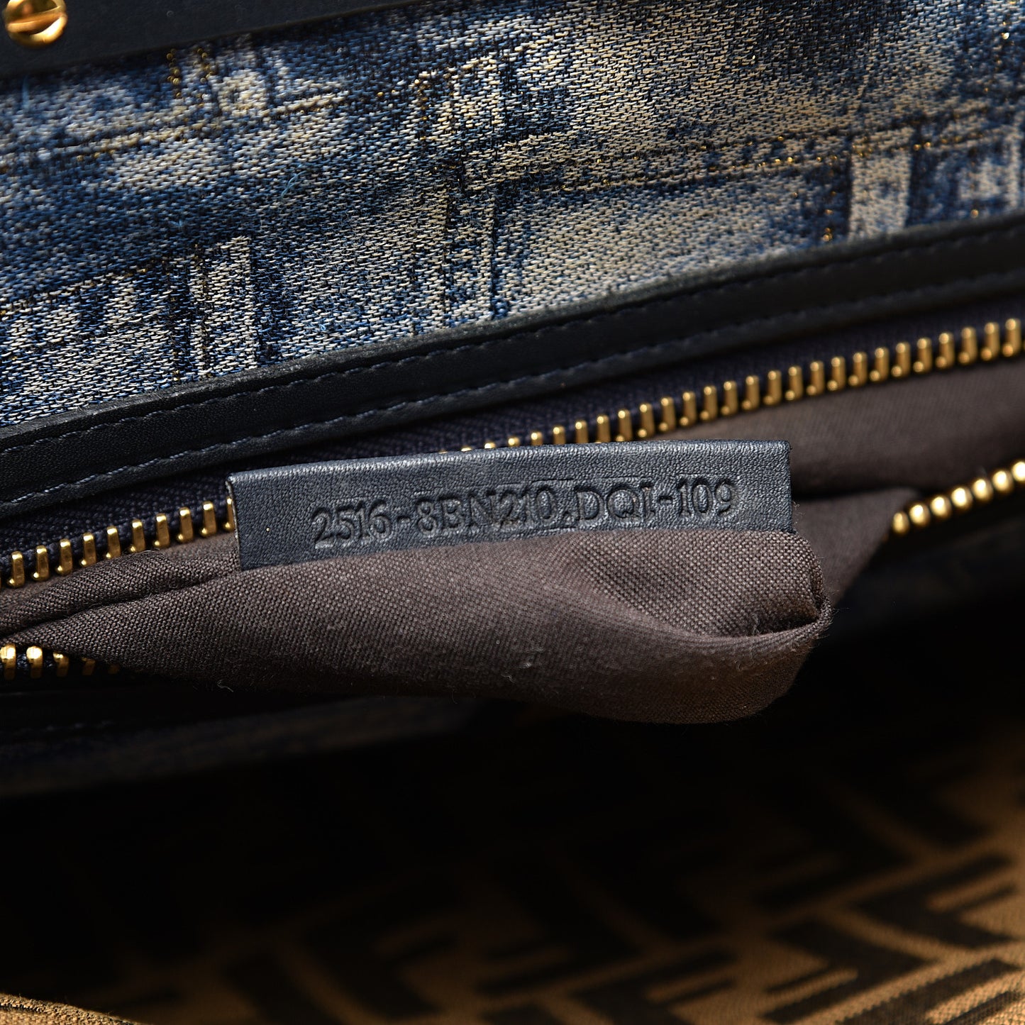 Calfskin Denim Zucca Large Peekaboo Iconic Satchel Navy