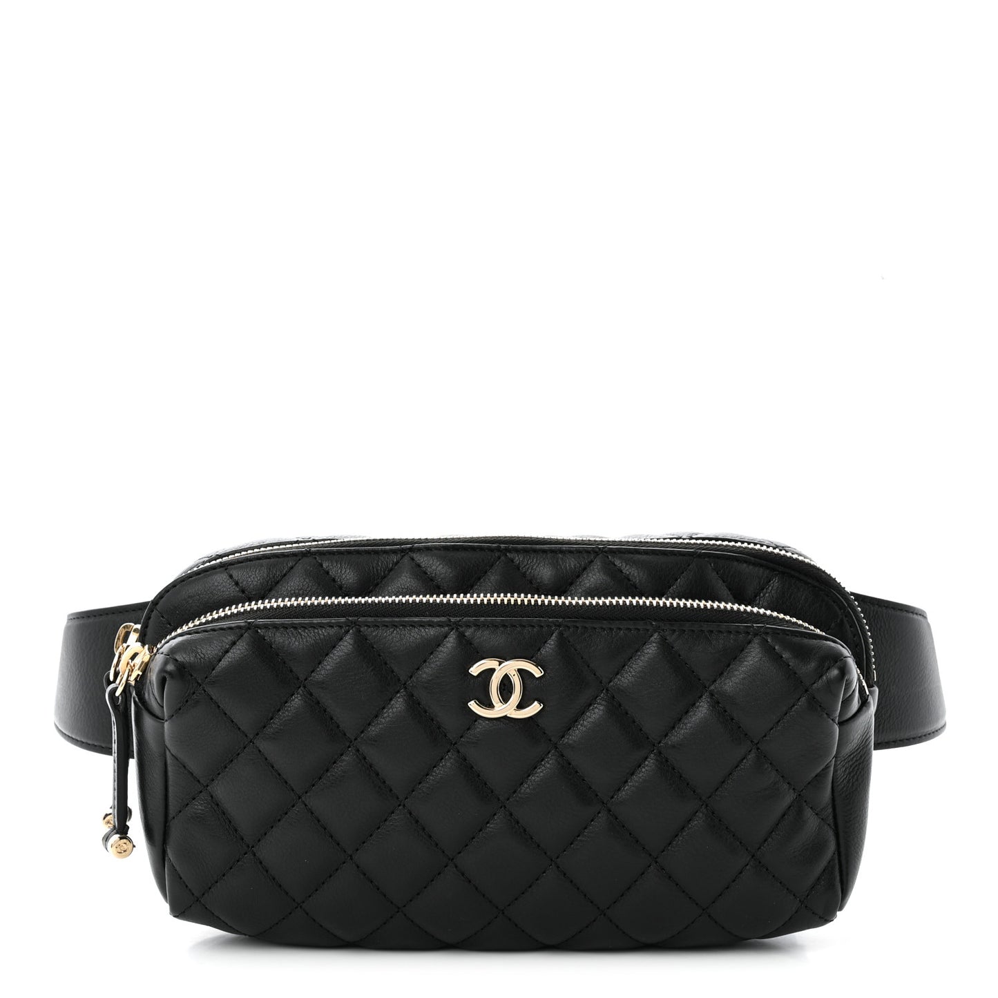 Calfskin Quilted Waist Bag Black