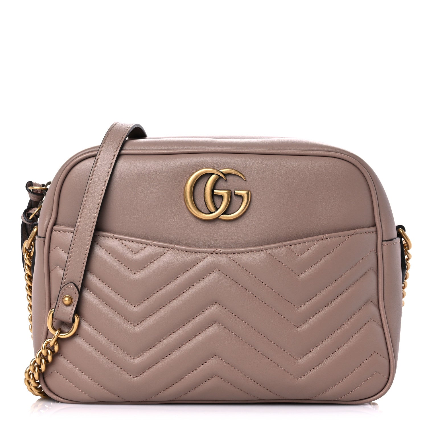 Gucci Calfskin Matelasse Medium GG Marmont Chain Shoulder Bag Porcelain Rose 1 of 11