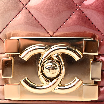 Chanel Patent Calfskin Quilted Boy Clutch Beige Pink 8 of 8