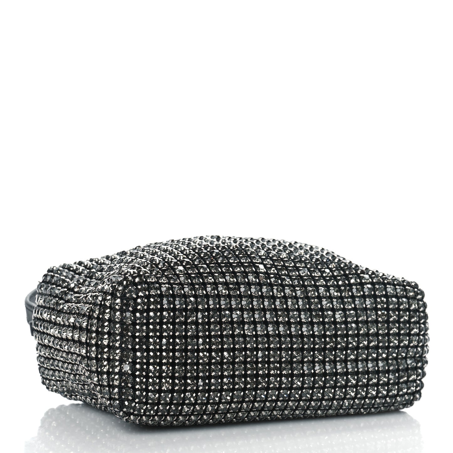 Mesh Crystal Rhinestone Mini Heiress Pouch Black Silver