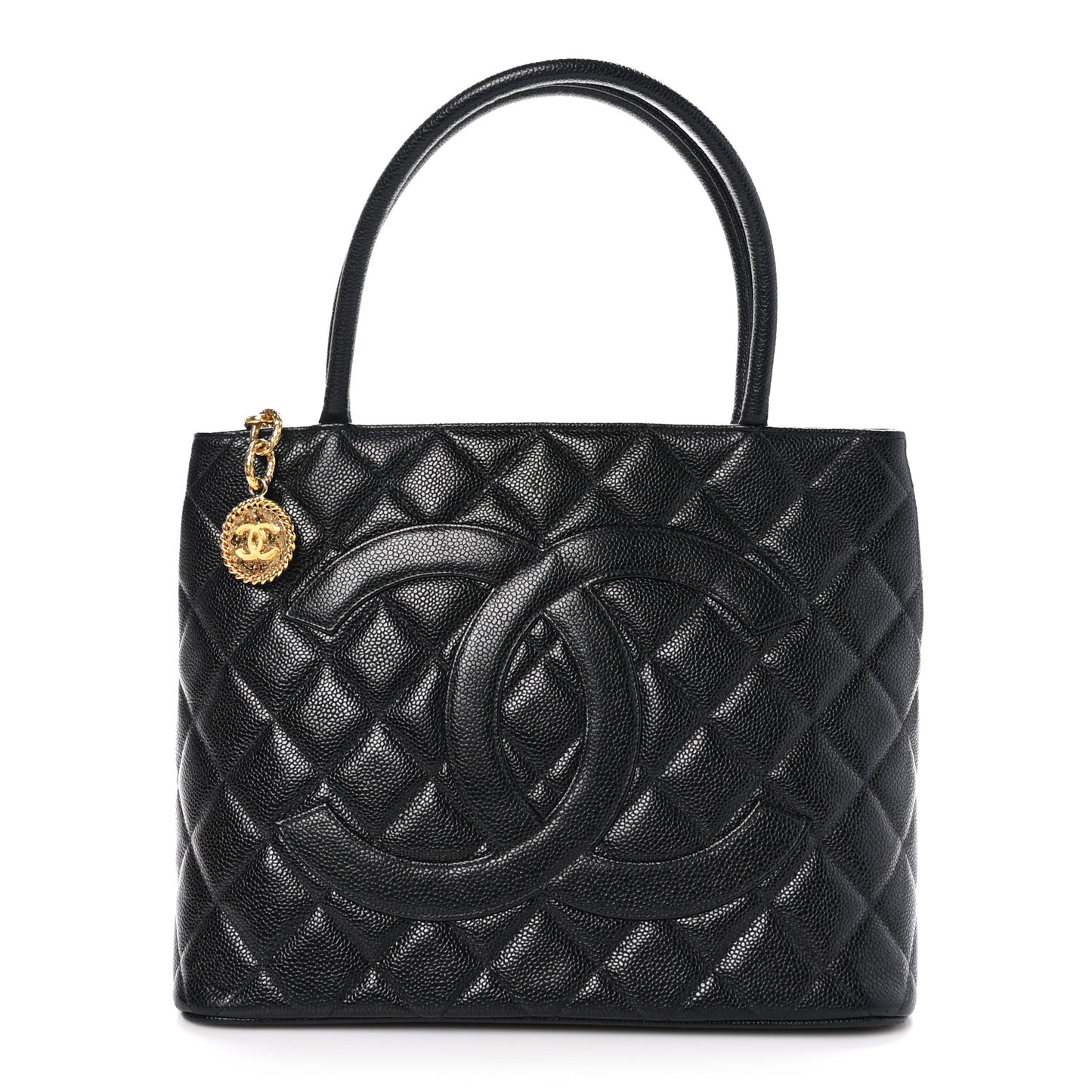 Caviar Quilted Medallion Tote Black