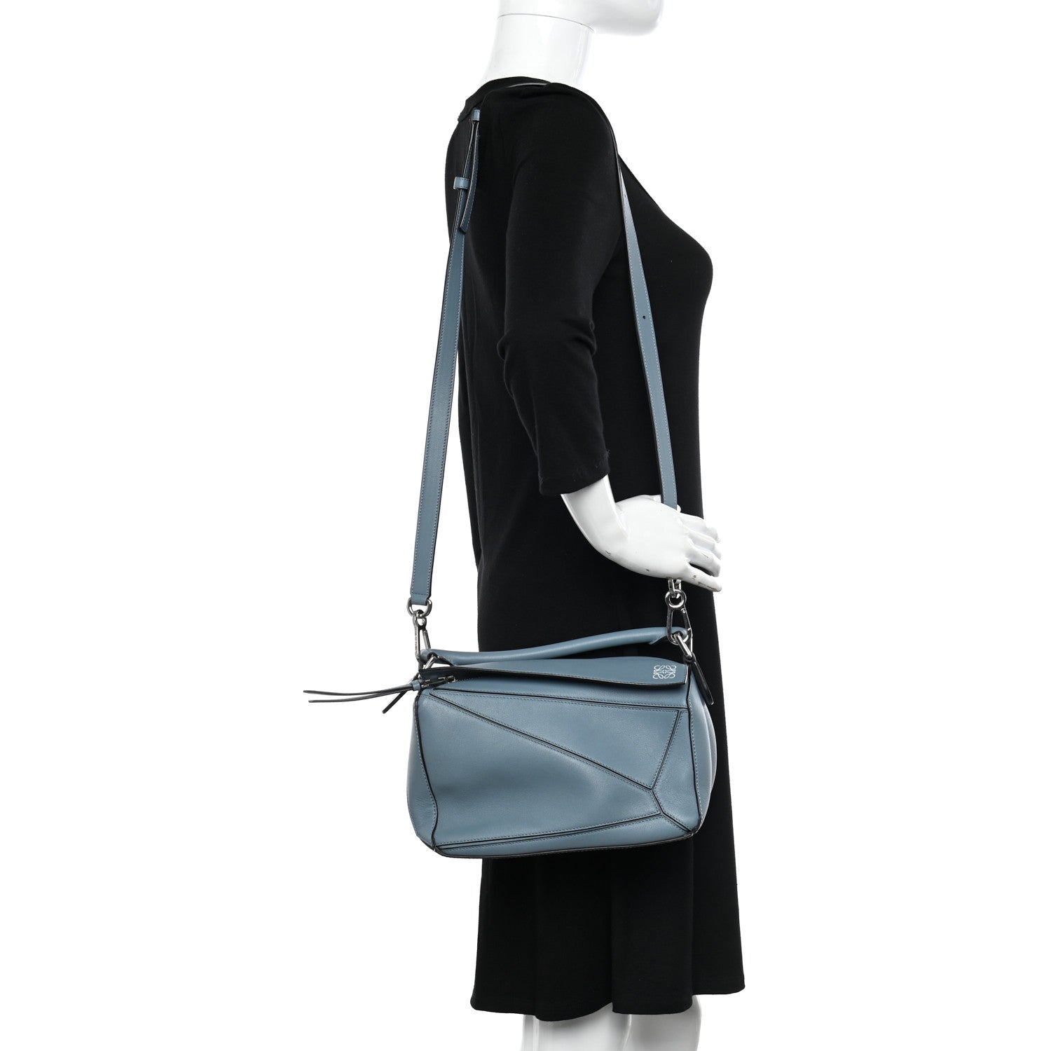 Loewe Calfskin Small Puzzle Bag Stone Blue 2 of 9