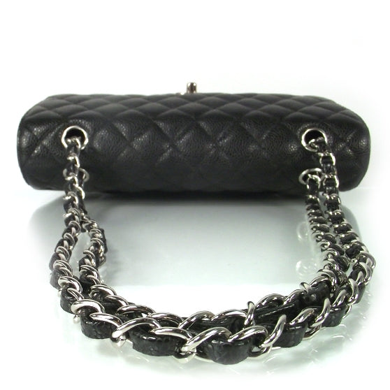 Caviar Quilted Medium Double Flap Black