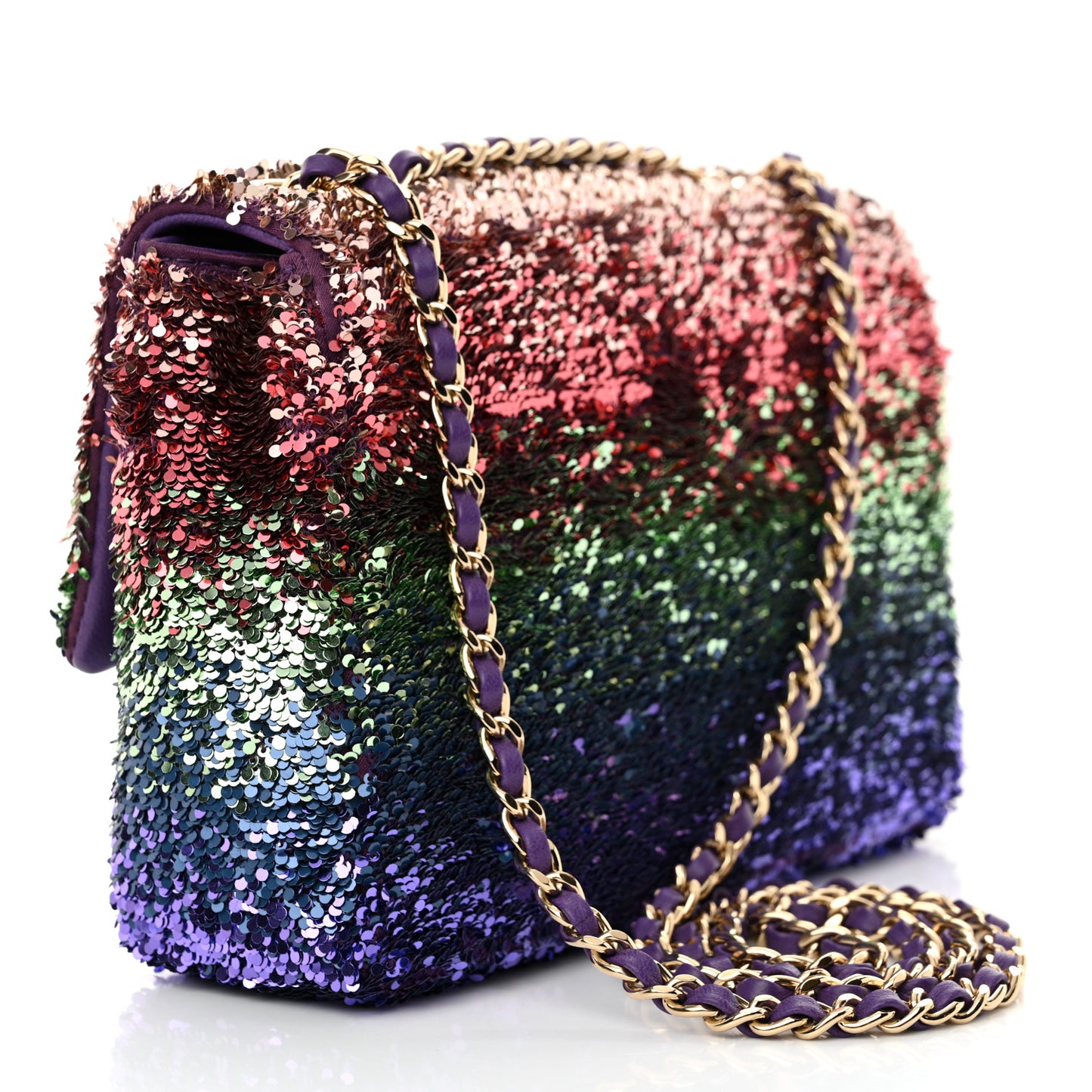 Gradient Sequin CC Small Single Flap Multicolor