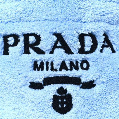 Prada Terry Cloth Small Tote Bag Celeste Black 7 of 9