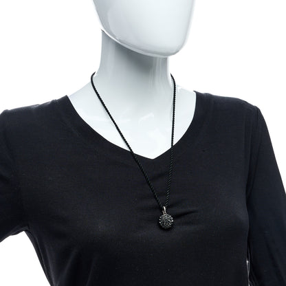 David Yurman Sterling Silver Hematine 20mm Cable Berries Pendant Cord Necklace Black 3 of 4
