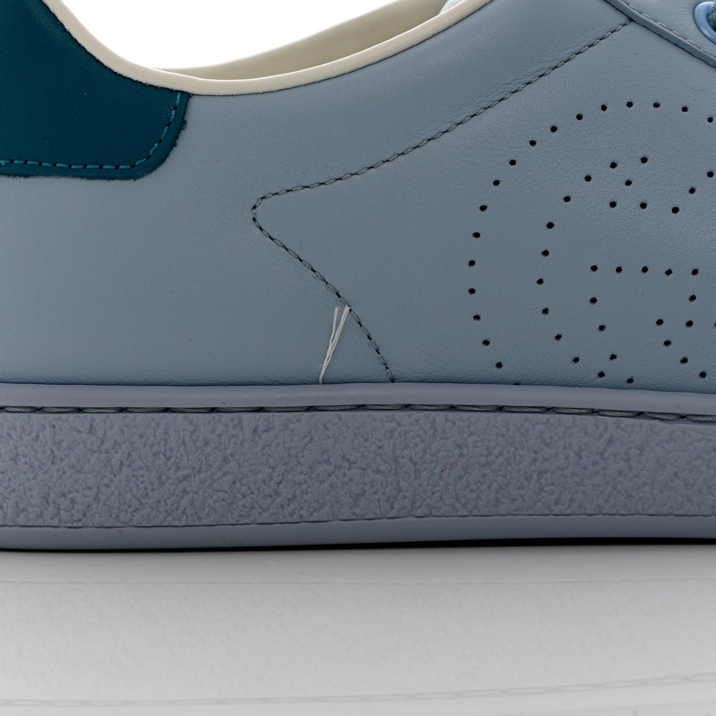 Calfskin Interlocking G Perforated Womens Ace Sneakers 37 Porcelain Light Blue Zaffiro