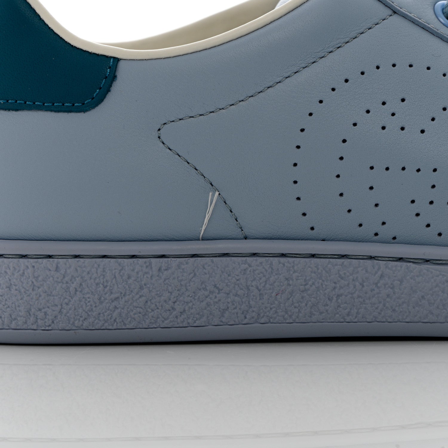 Gucci Calfskin Interlocking G Perforated Womens Ace Sneakers 37 Porcelain Light Blue Zaffiro 9 of 10