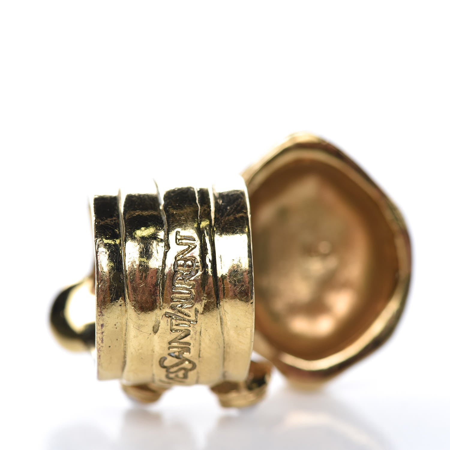 Saint Laurent Enamel Arty Ring 5 Gold White 4 of 5