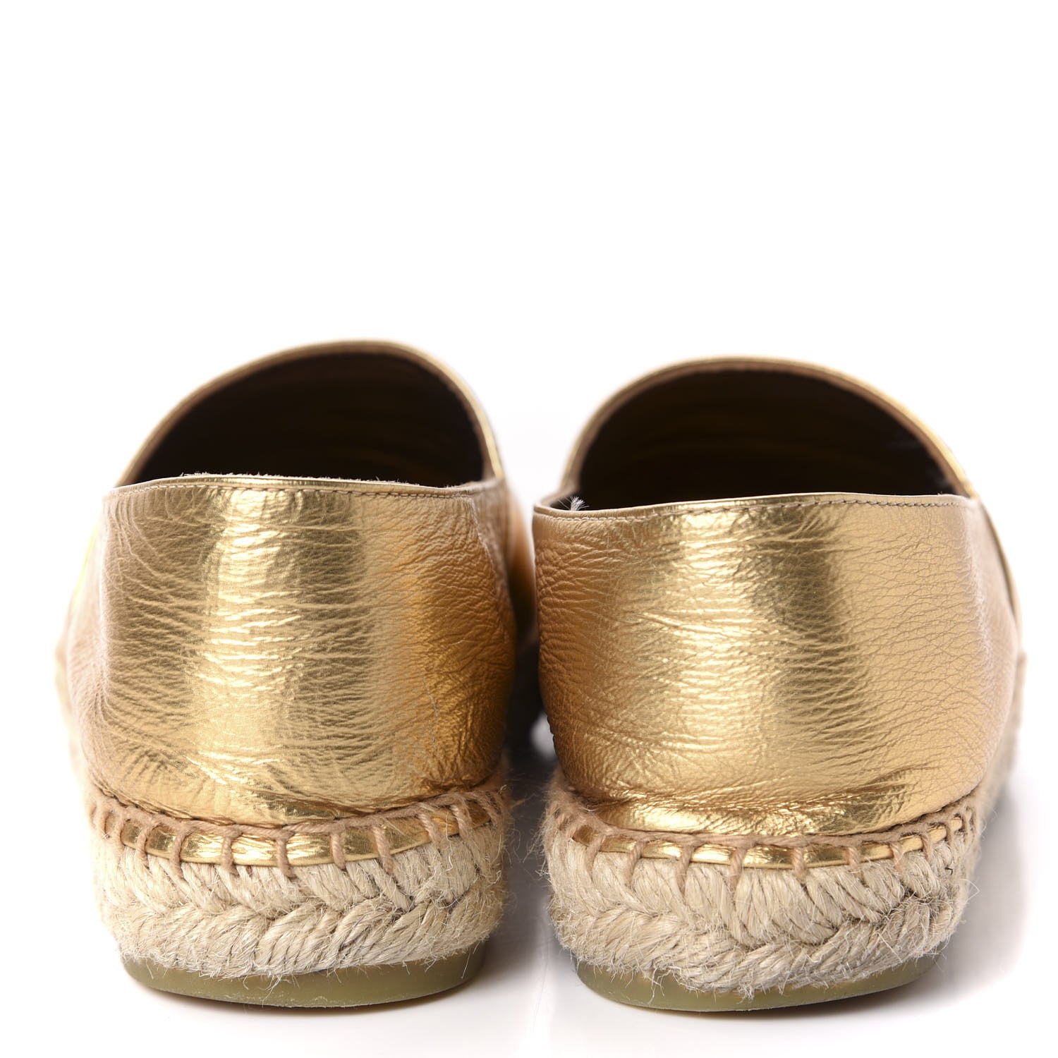 Chanel Laminated Lambskin Grosgrain CC Espadrilles 39 Gold Black 6 of 11