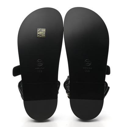 Chanel Denim Velcro Dad Sandals 36.5 Dark Grey Blue Black 5 of 9