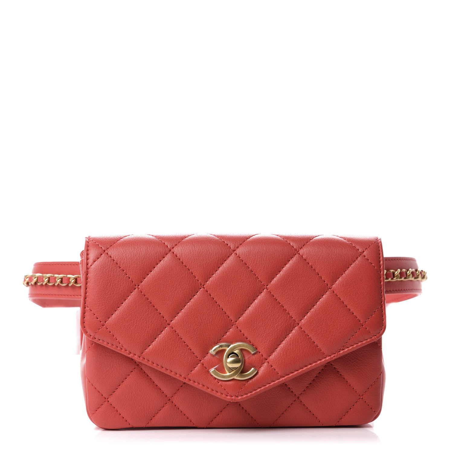 Chanel Calfskin Quilted Carry With Chic Flap Waist Bag Red 1 of 10