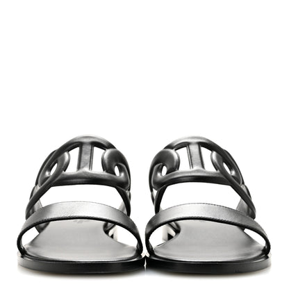 Hermes Nappa Lagune Sandals 39 Black 3 of 10