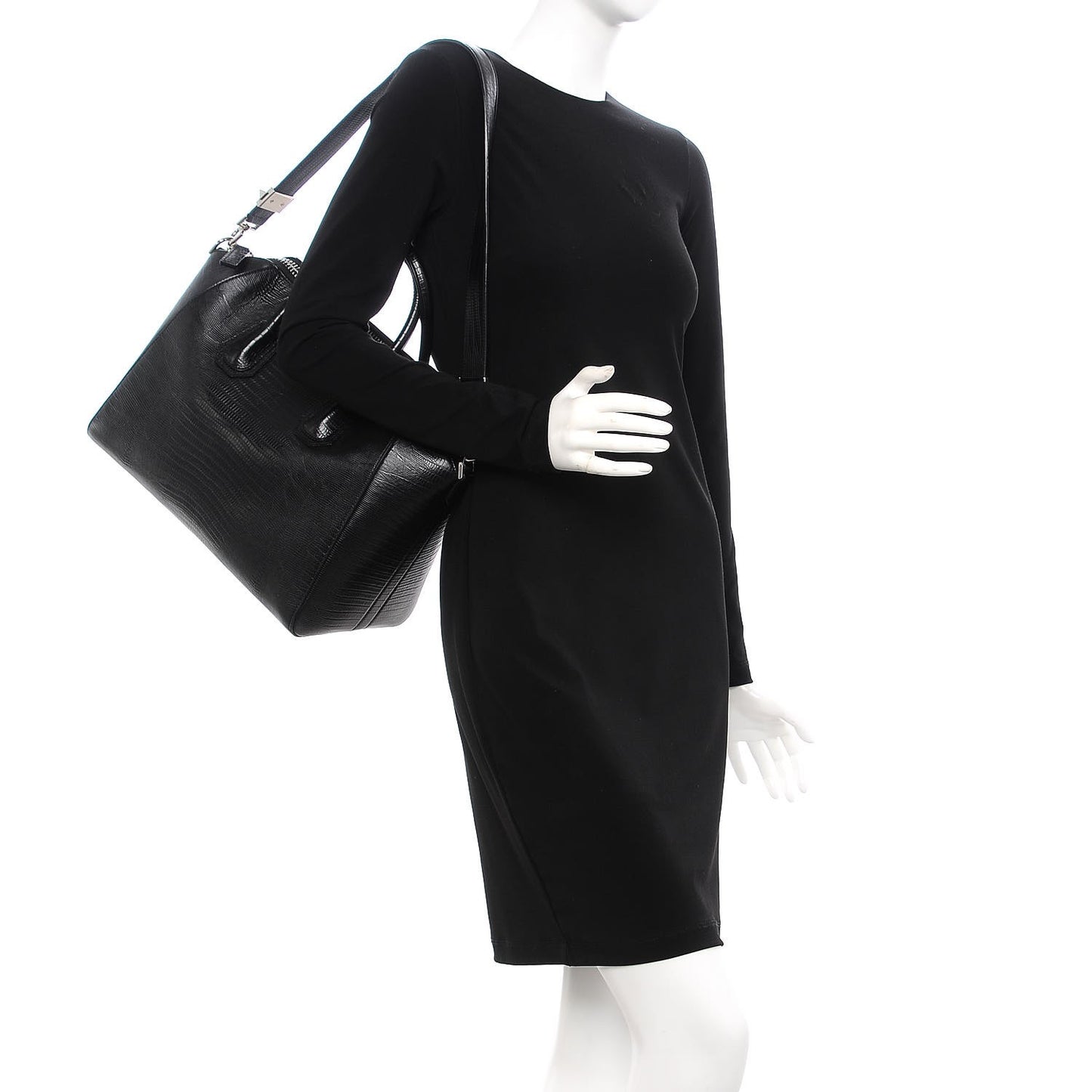 Calfskin Lizard Embossed Medium Antigona Black